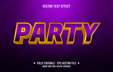 Obraz premium Editable text effect - party purple and yellow gold gradient color style
