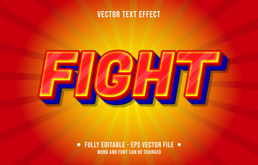 Editable text effect - fight red and blue gradient color style