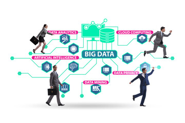 Big data concept illustraion in modern computing with businessme
