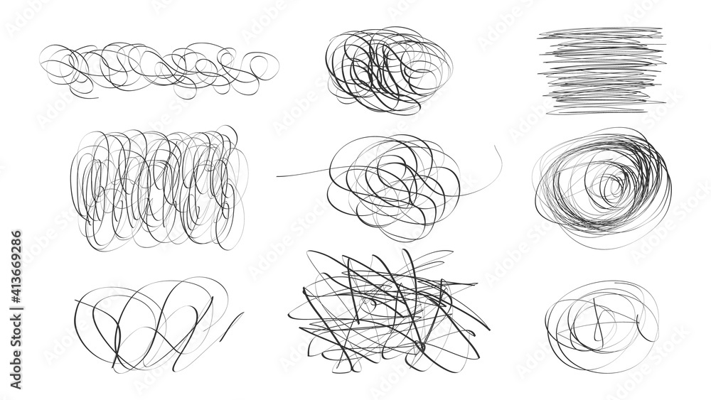 Aufkleber doodle set circles vector chaotic lines. objects on a white background.
