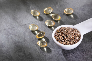 Salvia hispanica - Chia seeds with omega 3 capsules