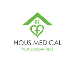 Vector illustration of a cross. Medical symbol. Clinic house for the health care. Nursing home.