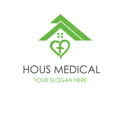 Vector illustration of a cross. Medical symbol. Clinic house for the health care. Nursing home.