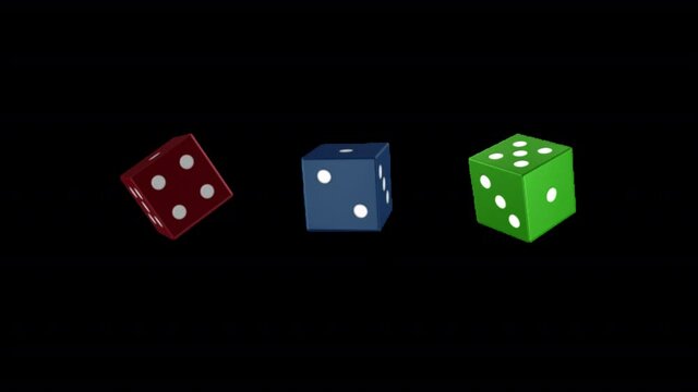 Game Dice looping element with alpha. This footage is loopable with an alpha channel and can be used for game related content
