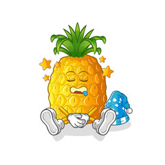 pineapple sleeping character. cartoon mascot vector