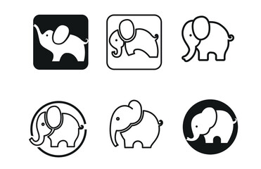 Bundle Simple Flat Minimalist Elephant Animal Logo Concept Vector Design. For Education, technology, store, business logo