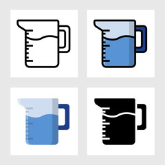 Measuring cup icon vector design in filled, thin line, outline and flat style.