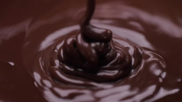 pouring melted chocolate 4k