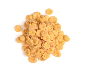 Corn flakes on white background. Top view