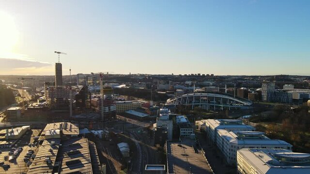 Ullevi - Nya Ullevi Multi-purpose Stadium At Sunset In Gothenburg, Sweden. - aerial