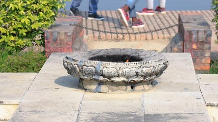Eternal Peace flame at Lumbini. The flame keeps burning 24 hours a day