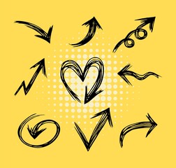 Fototapeta premium Set of arrows vector illustration.Arrow doodles vector