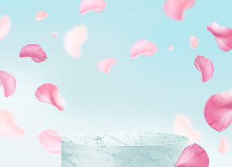 marble podium and abstract background