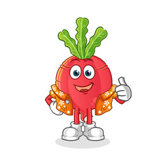 radish go on vacation character. cartoon mascot vector