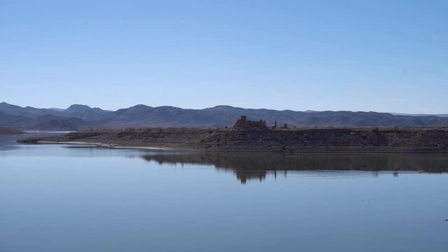 Panoramic view of the El Mansour Lake, near Ouarzazate, Morocco