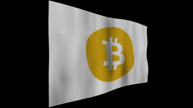 ビットコインSV　ロゴの旗がはためいています。背景はアルファチャンネル(透明)です。