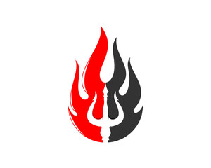 Trident inside the fire flame logo