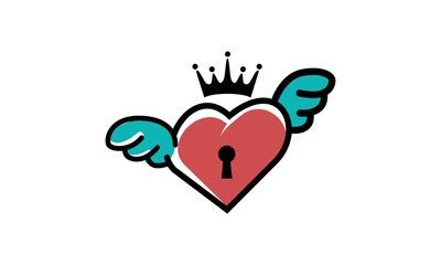heart lock with wings