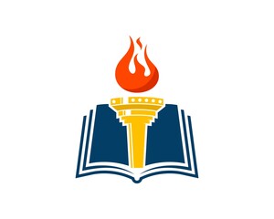 Education book with fire torch inside