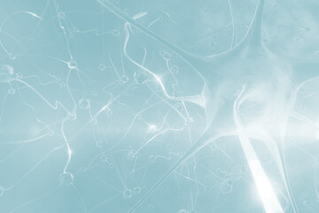 Abstract illustration of neuron cells against blue background