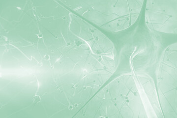 Abstract illustration of neuron cells against green background