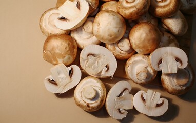 Clean fresh mushrooms cut to make soup