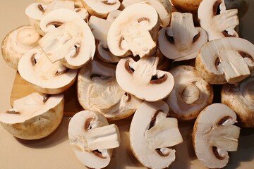 mushrooms on a wooden board