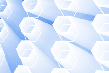 Abstract illustration of 3d polygonal shapes against blue background