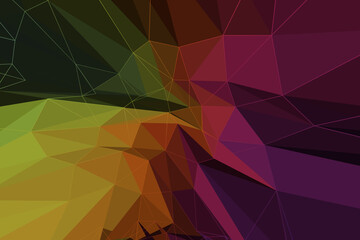 Abstract illustration of multicolor geometric polygonal shapes against black background