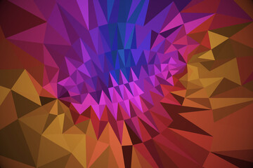 Abstract illustration of multicolor geometric polygonal shapes against black background