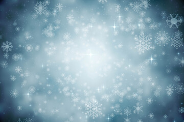 Abstract illustration of christmas snowflakes and stars against blue background