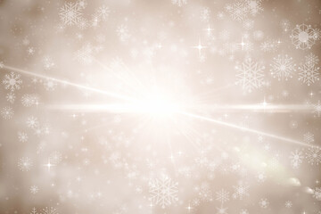 Abstract illustration of christmas snowflakes and spot of light against grey background