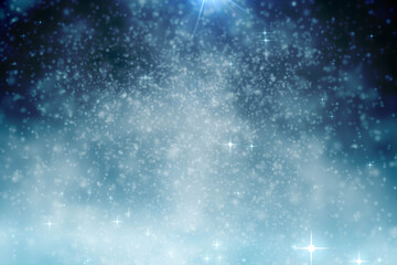 Abstract illustration of christmas shining stars and spots of light against blue background