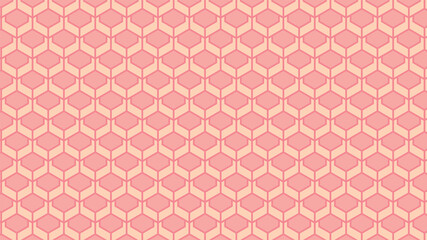 Abstract illustration of pink abstract geometrical shapes in seamless pattern against yellow backgro