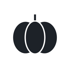 Pumpkin icon. Black isolated silhouette. Fill solid icon. Modern design. Vector illustration. Vegetables.