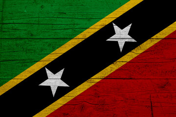 Flag of St. Kitts and Nevis. Wooden texture of the flag of St. Kitts and Nevis