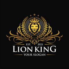 Luxury lion king logo image vector template