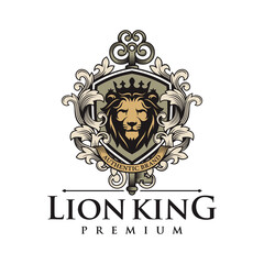 Luxury lion king logo image vector template