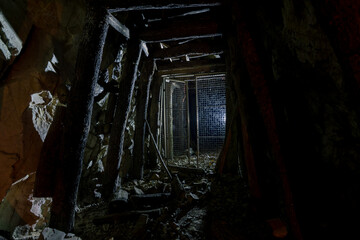 Fototapeta na wymiar Abandoned tunnel in a gold mine in Serbia