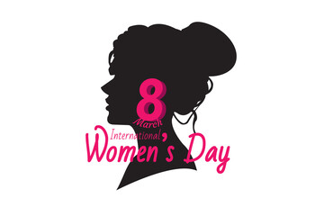8 march international women's day vector illustration concept, woman head with earring icon design, can use for, landing page, template, poster, banner, flyer