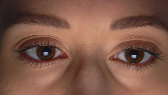 Caucasian female eyes reading, no blinking. We have more variations of the human eye, for more check out this seller's other videos.