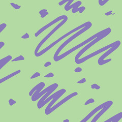 Abstract illustration of purple wavy lines against green background