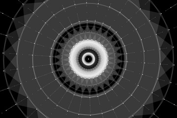 Abstract illustration of spirograph element against black background