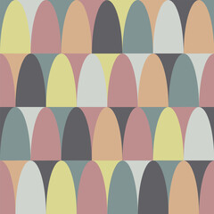 Multiple shapes in pale pastel colours in rows in multi coloured background