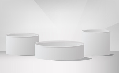 Grey and White 3d platform studio minimal scene with render platform studio background vector