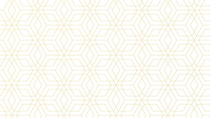 Multiple geometric yellow shapes in rows on white background