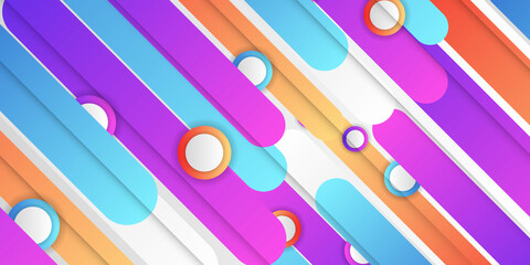 Abstract geometric colorful background with line texture for business brochure cover design. Gradient Pink, orange, purple, blue and green vector banner poster template