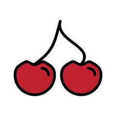 Cherry Flat Icon Color Design Vector Template Illustration