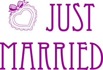 Cute hand drawn lettering Just Married