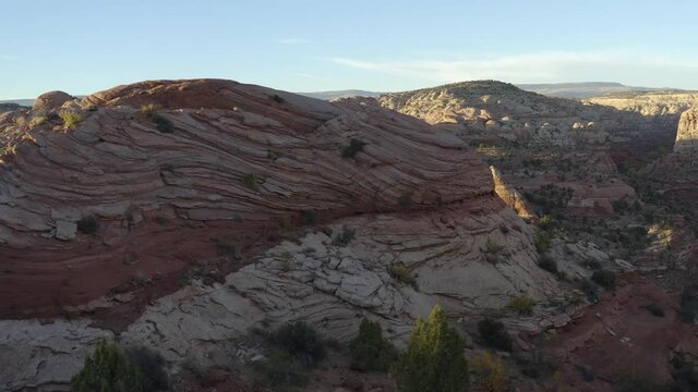 LTR Rising Camera Crane Shot Reveals High Desert Landscape near Capitol Reef National Park in Utah